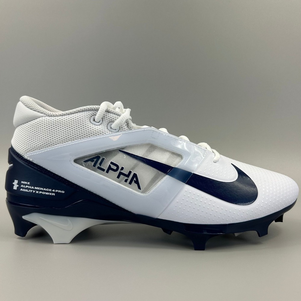 Nike Alpha Menace 4 Pro Men Size 10 White Blue Football Cleats FD7037-104 NEW